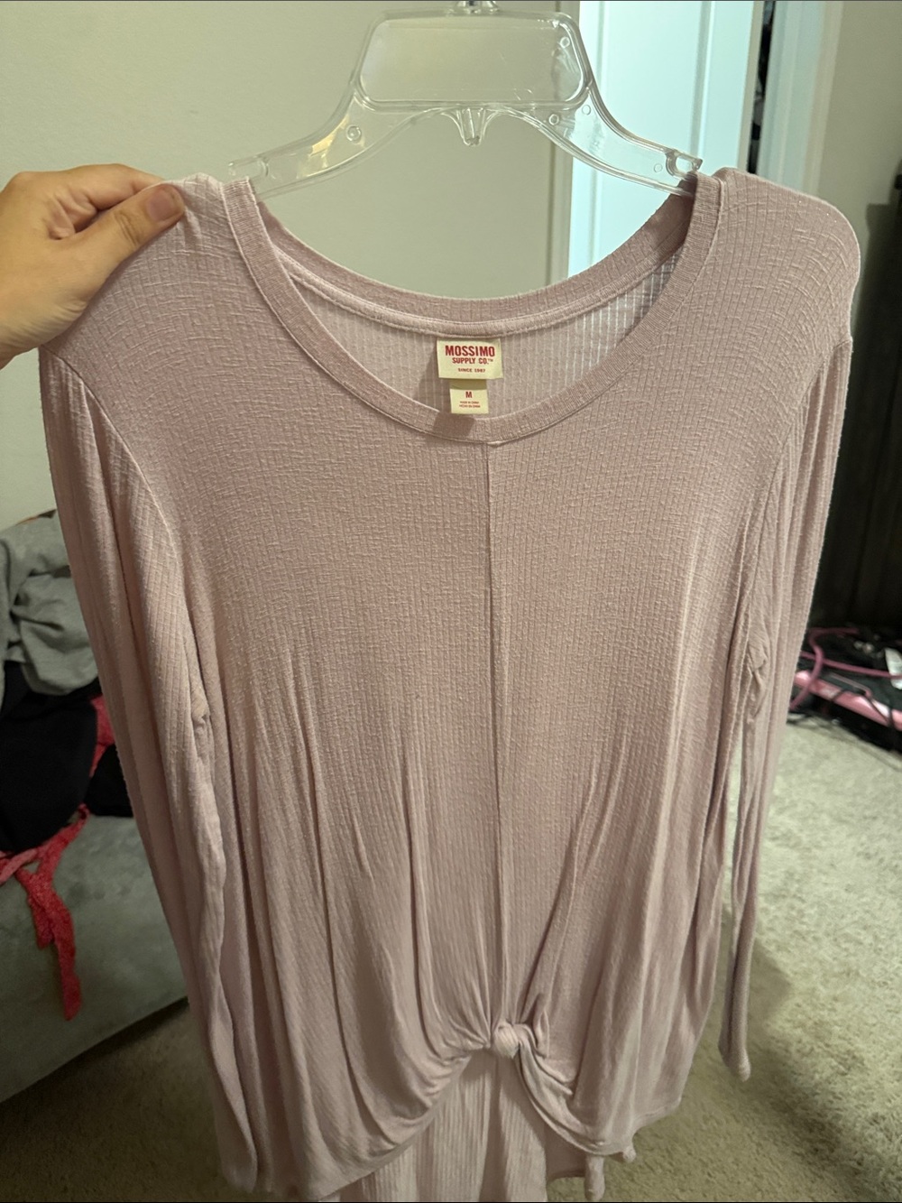 Mossimo Supply Co. Light Lavender Long-Sleeve Tie-Front Top